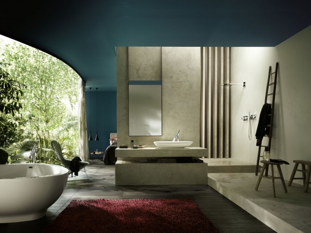 Salle de bain starck hansgrohe et axor baignoire ronde ... Baignoires Beton désign
