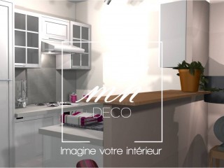 3D : Vue sur la cuisine dégagée