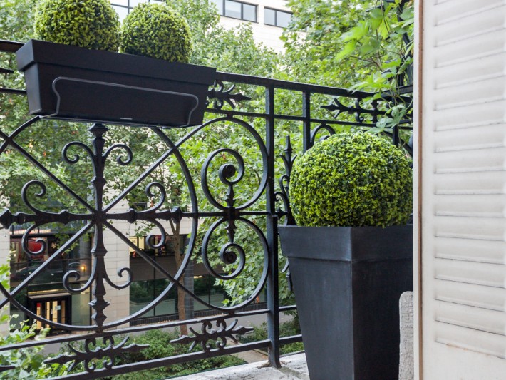 Balcon aménagé avec quelques plantes vertes