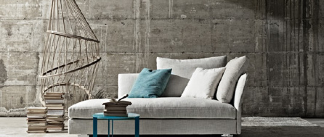 Canapé en méridienne design en tissu blanc