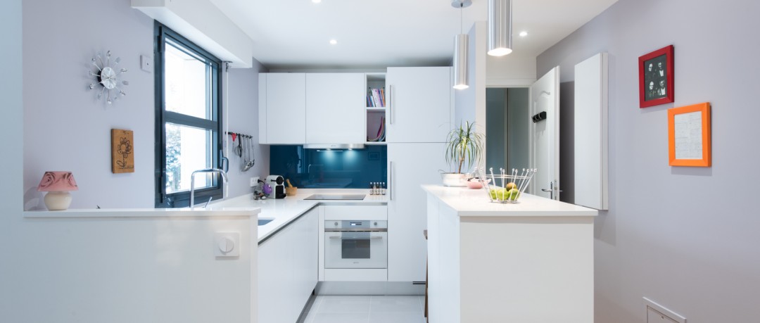 Cuisine d'angle blanc brillant SKCONCEPT