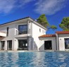 Maison contemporaine, vue sur la piscine