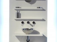 Meuble étagère blanc pour salle de bain en HI-MACS®