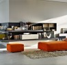 Salon contemporain avec canapé en tissu orange