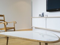 Table basse ovale bois & meuble TV sur mesure
