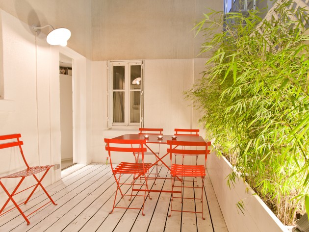 Terrasse avec sol en bois